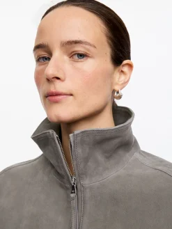 Kastige Velourslederjacke