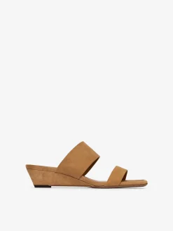 Keilsandale aus Veloursleder