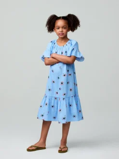Kleid aus Baumwollmusselin mit Volants
