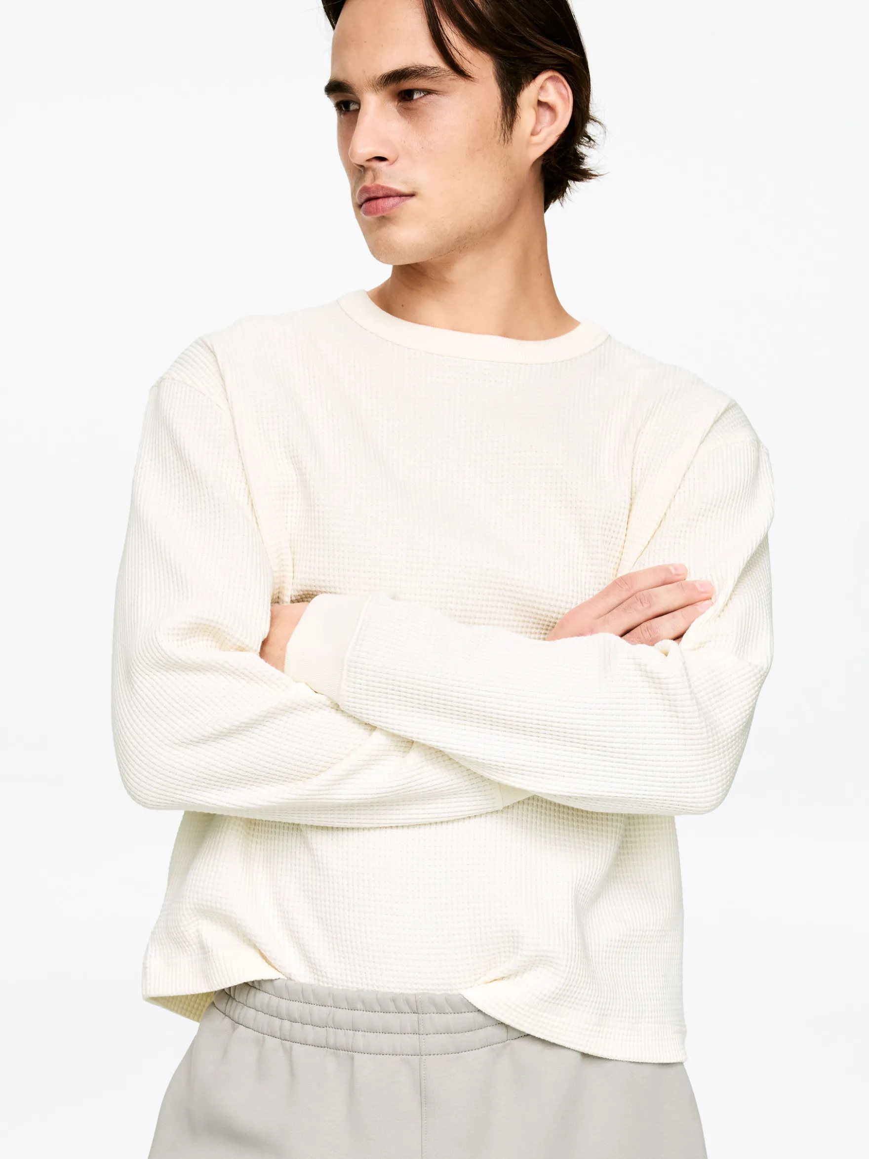 Langarmshirt mit Waffelstruktur