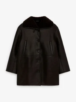 Lederjacke mit Shearling-Futter