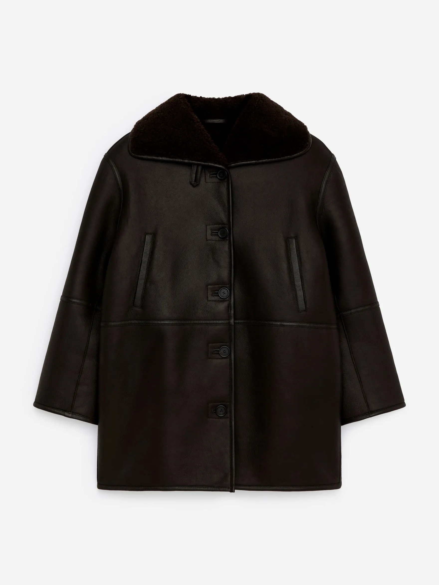 Lederjacke mit Shearling-Futter