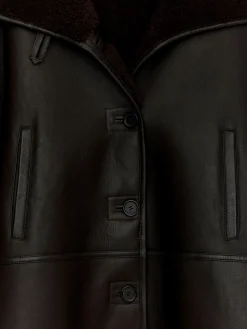 Lederjacke mit Shearling-Futter