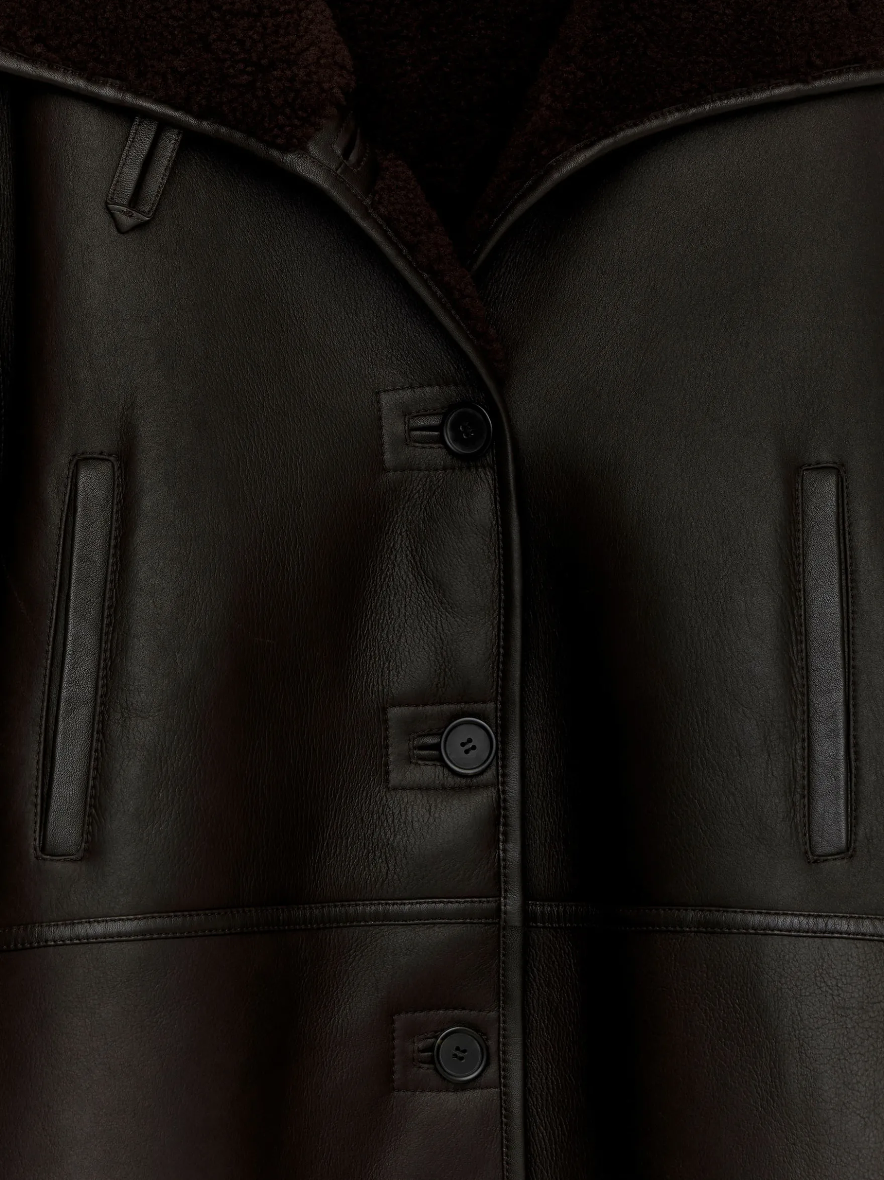 Lederjacke mit Shearling-Futter