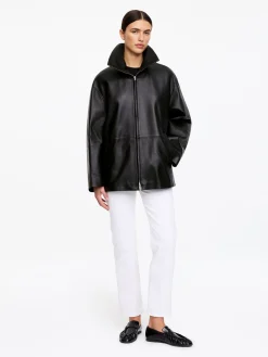 Lederjacke mit Stehkragen