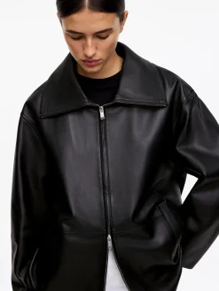 Lederjacke mit Stehkragen