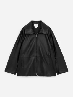 Lederjacke mit Stehkragen