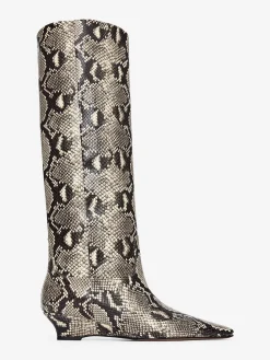 Lederstiefel mit Keilabsatz
