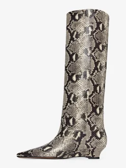 Lederstiefel mit Keilabsatz