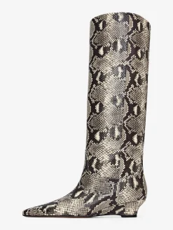 Lederstiefel mit Keilabsatz