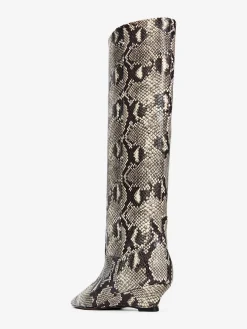 Lederstiefel mit Keilabsatz