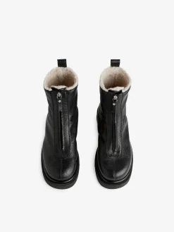 Lederstiefel mit Kunstpelz