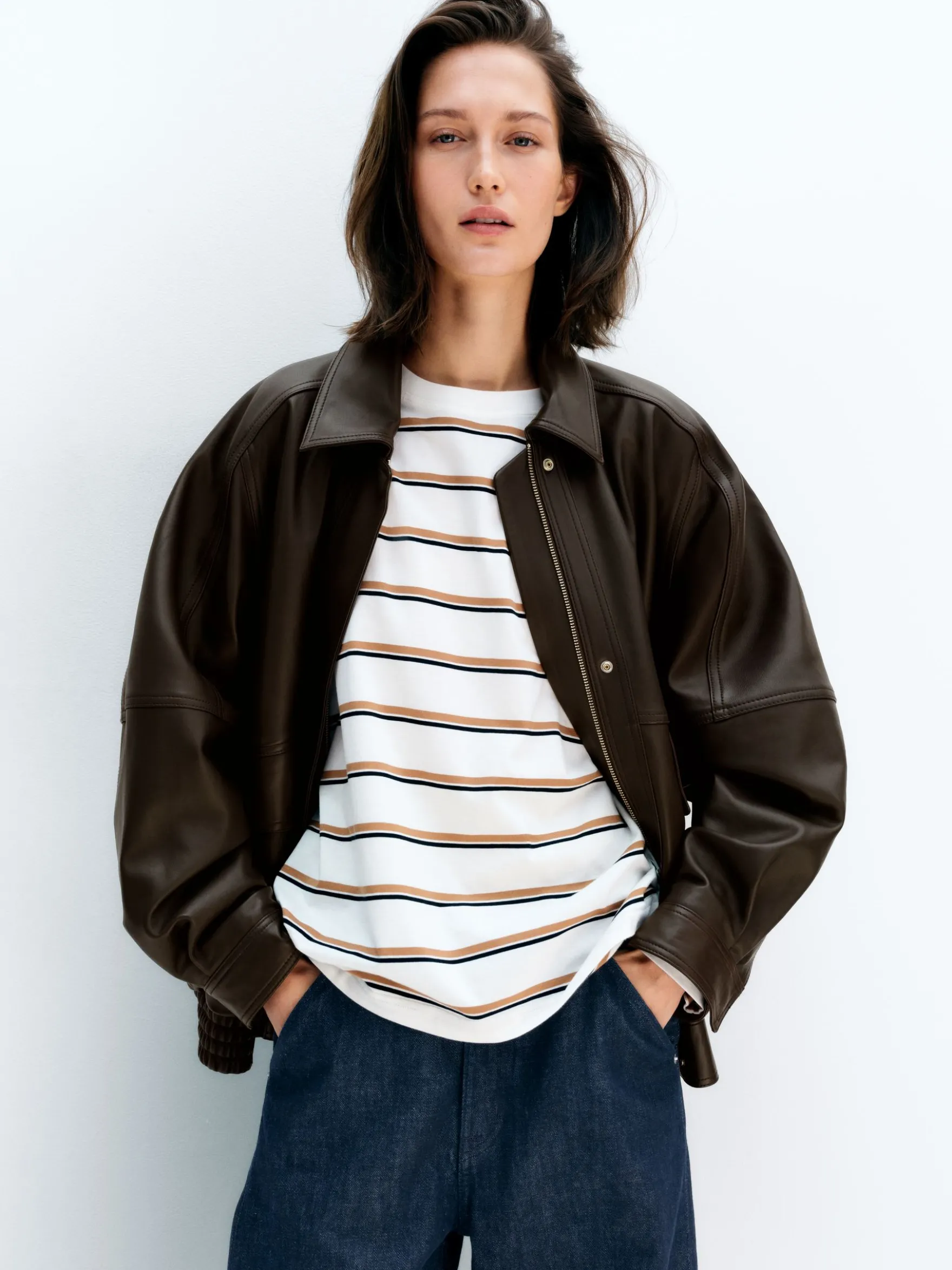 Lockere Lederjacke