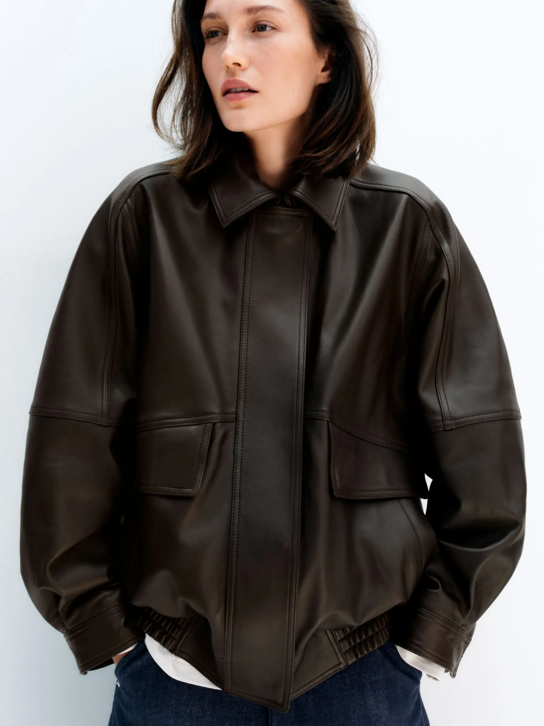 Lockere Lederjacke