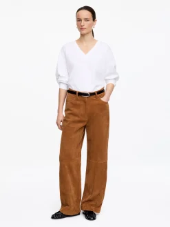 Lockere Velourslederhose