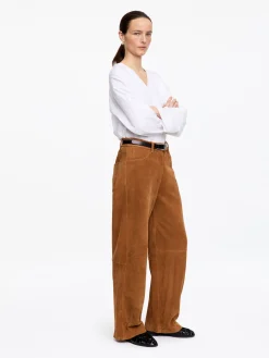 Lockere Velourslederhose