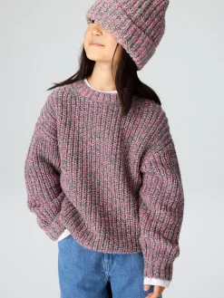 Marmorierte Strickbeanie aus Baumwolle