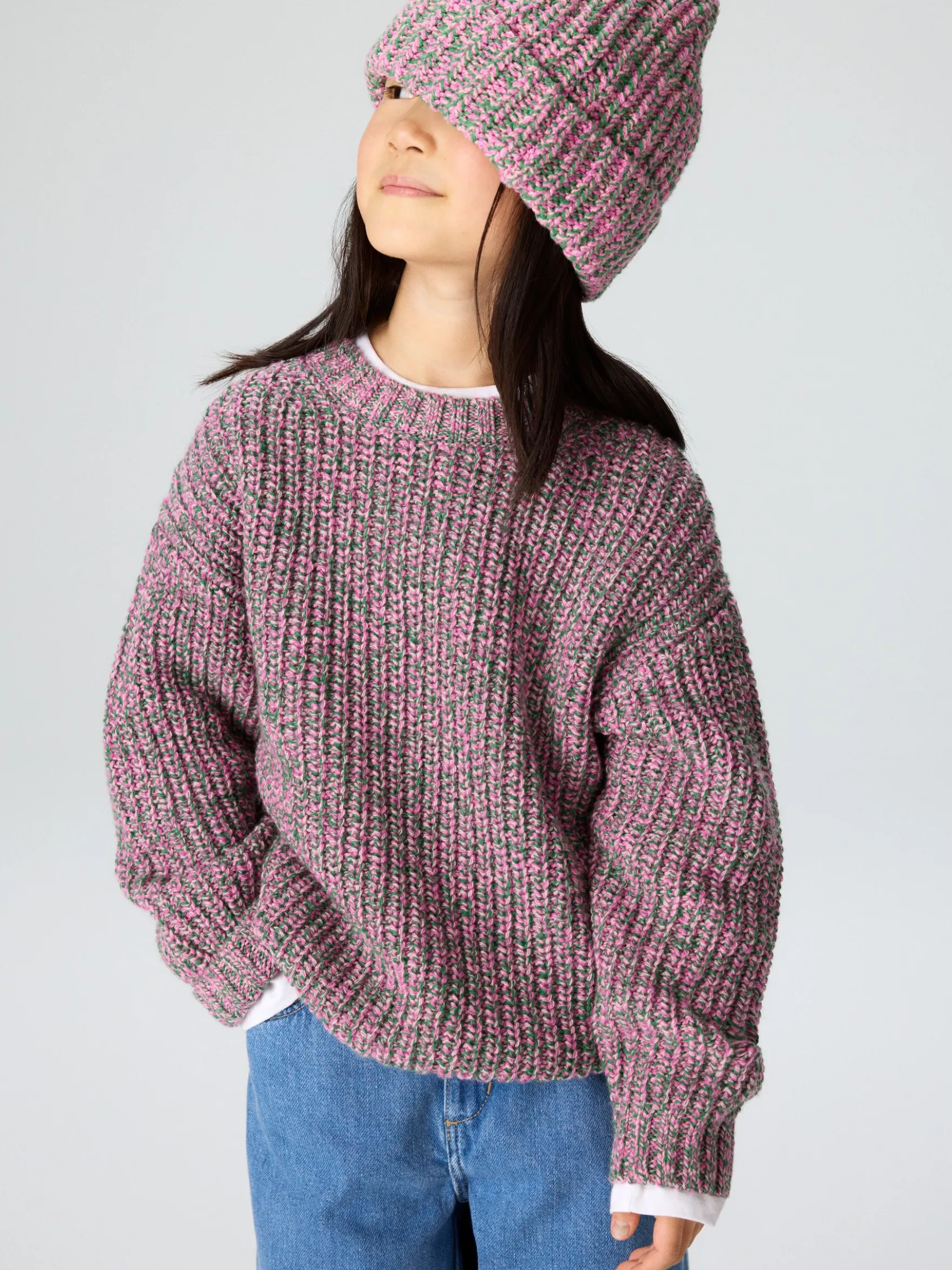 Marmorierter Strickpullover aus Wolle