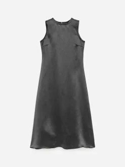 Midikleid aus Satin mit Crinkle-Effekt