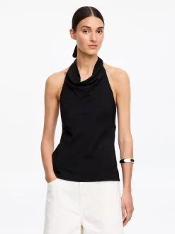 Neckholder-Top aus Leinenmischung