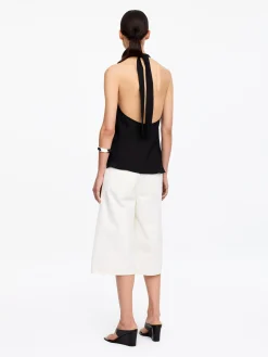 Neckholder-Top aus Leinenmischung