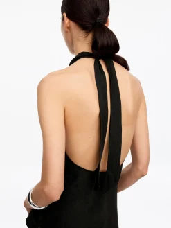 Neckholder-Top aus Leinenmischung