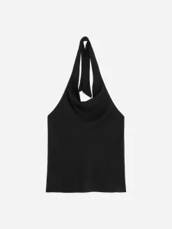 Neckholder-Top aus Leinenmischung