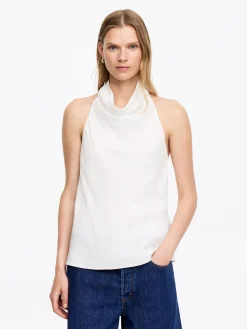 Neckholder-Top aus Leinenmischung