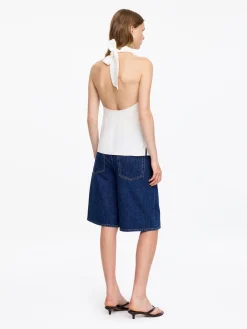 Neckholder-Top aus Leinenmischung