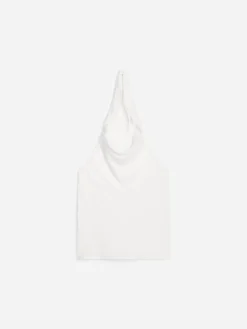 Neckholder-Top aus Leinenmischung