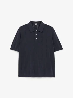 Poloshirt im Pointelle-Strick