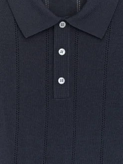 Poloshirt im Pointelle-Strick