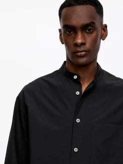 Popeline-Shirt mit Stehkragen
