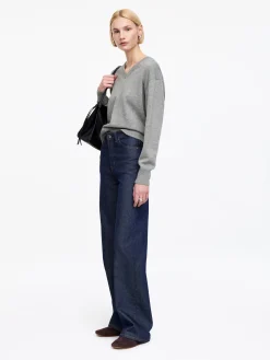 Pullover aus Baumwolle und Wolle mit V-Ausschnitt