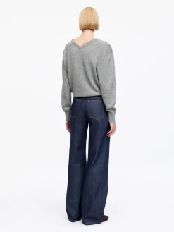 Pullover aus Baumwolle und Wolle mit V-Ausschnitt
