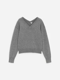Pullover aus Baumwolle und Wolle mit V-Ausschnitt