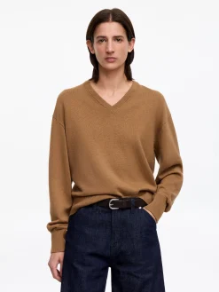 Pullover aus Baumwolle und Wolle mit V-Ausschnitt