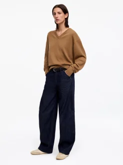 Pullover aus Baumwolle und Wolle mit V-Ausschnitt