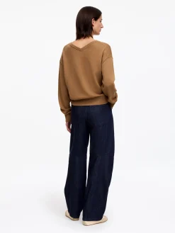 Pullover aus Baumwolle und Wolle mit V-Ausschnitt