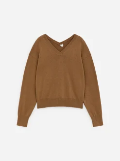 Pullover aus Baumwolle und Wolle mit V-Ausschnitt