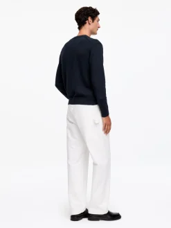 Pullover aus Leinen und Baumwolle mit V-Ausschnitt