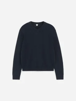 Pullover aus Leinen und Baumwolle mit V-Ausschnitt
