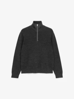 Pullover aus Wolle und Baumwolle mit kurzem Reißverschluss