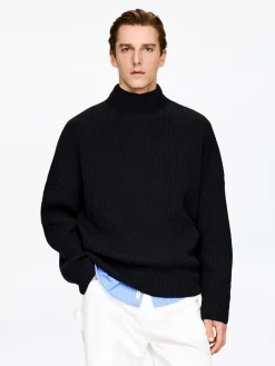 Pullover aus Wolle und Baumwolle mit Stehkragen