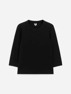 Schmales, geripptes Shirt mit 3/4-Ärmeln