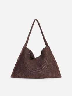 Schultertasche aus Raffiabast