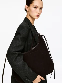 Schultertasche aus Spaltvelours