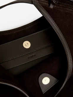 Schultertasche aus Spaltvelours