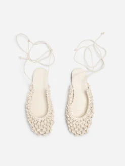 Slingpumps aus gewebtem Leder