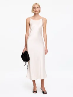 Slipkleid aus Satin mit Crinkle-Effekt